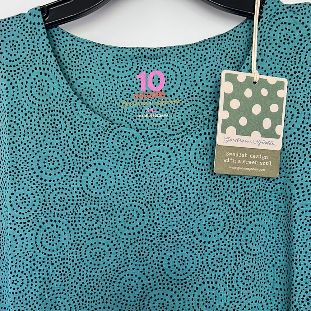 NWT Gudrun Sjödén Teal Patterned Top